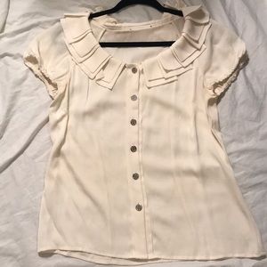 White House black market silk mix top